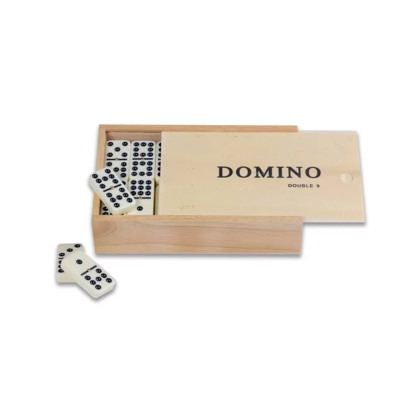Jeux de dominos, 55 pièces, avec boîte refermable en bois