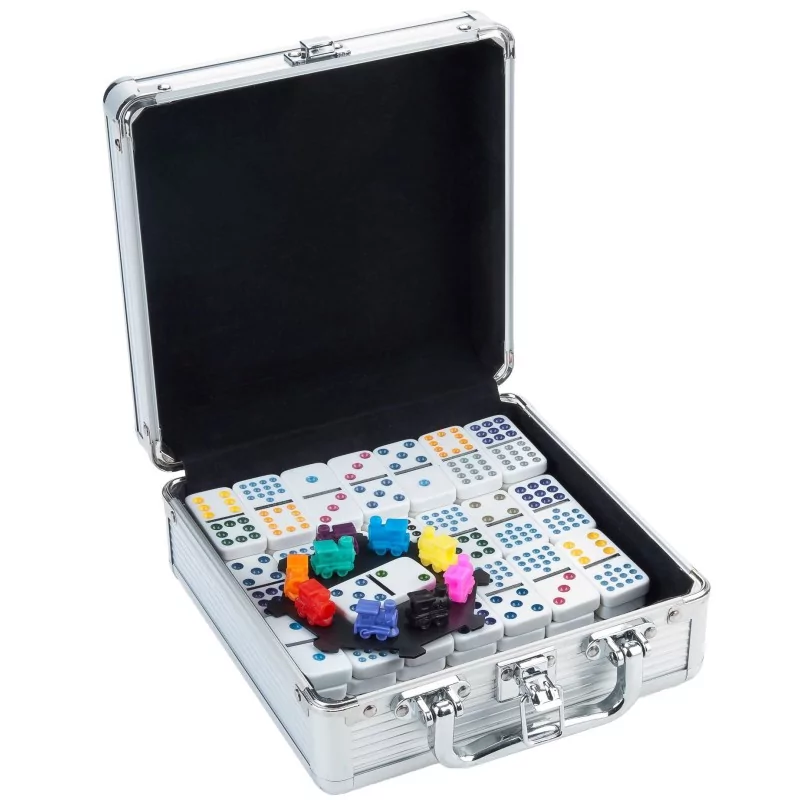 Domino train mexicain D12 valise en métal, jeux de dominos avec
