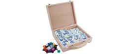 Jeu traditionnel de Dominos train mexicain D12 dans valise en bois Dominos Engelhart Longeur:6 cm Largeur:25 cm Profondeur:23 cm