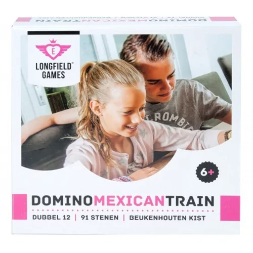 Jeu traditionnel de Dominos train mexicain D12 dans valise en bois Dominos Engelhart Longeur:6 cm Largeur:25 cm Profondeur:23 cm