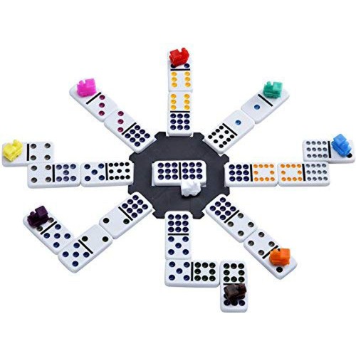 Dominos train mexicain D12  dans une boite en métal Dominos Engelhart Longeur:20 cm Largeur:20 cm Profondeur:9 cm Styles:Coloré 