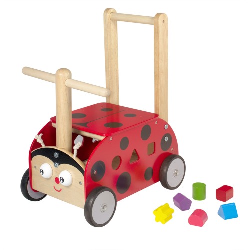 Chariot de marche et porteur en bois La Coccinelle