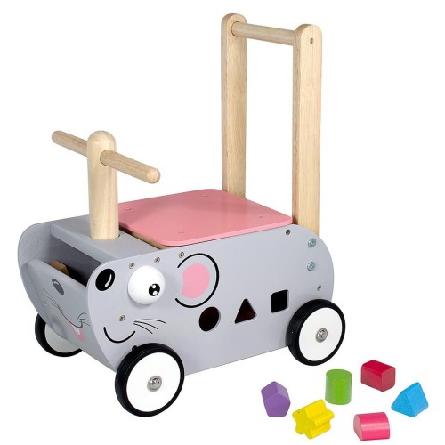 Chariot de marche et porteur en bois La Souris