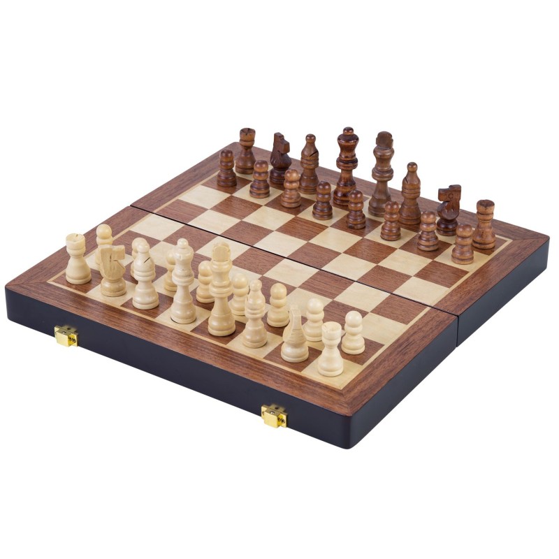 Magnifique coffret de jeux d'échecs de luxe en bois 38 x 19 x 5.2 cm