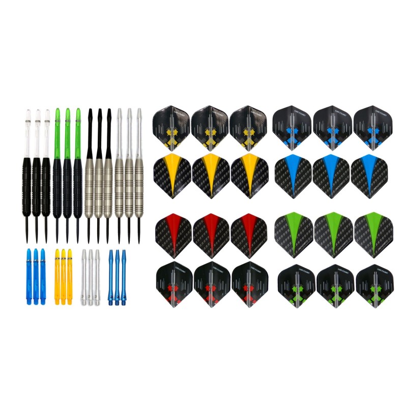 Coffret de 12 fléchettes pointe acier en laiton avec aspect tungstène. 23 gr