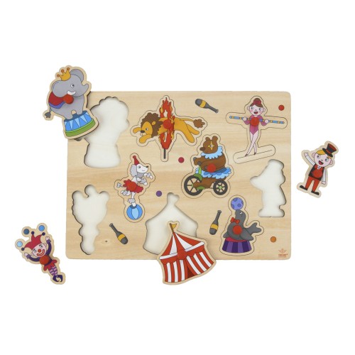 Le Cirque Puzzle d’encastrement en bois de qualité avec boutons pour bébé et enfant de 2 ans et plus