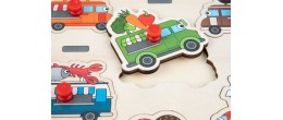 Le foodtruck Puzzle d’encastrement en bois de qualité avec boutons Jeux éducatifs Engelhart Age minimum ( en années ):2 ans Thèm