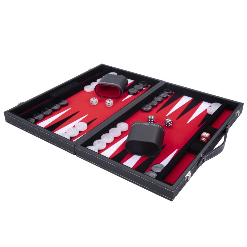 Jeu de Backgammon de luxe 38 cm, rouge
