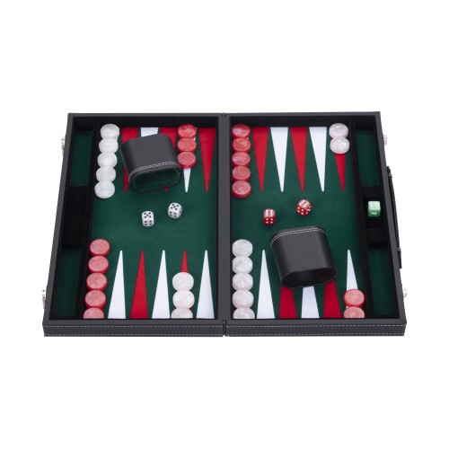 Jeu de Backgammon de luxe 38 cm, vert Backgammon Engelhart Longeur:48 cm Largeur:38 cm Age minimum ( en années ):6 ans Matière:s