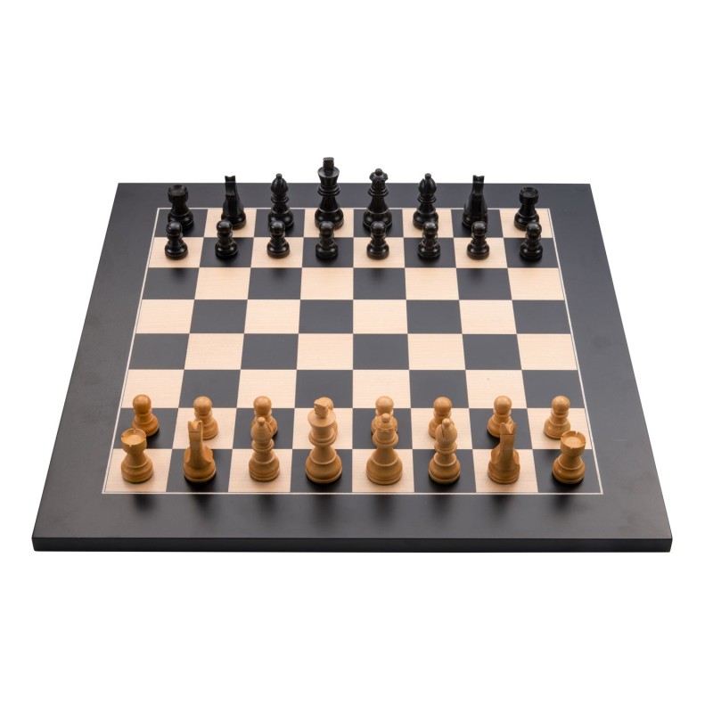 Jeu d'échecs de luxe marqueté en bois 40 cm noir/ naturel Echecs/Dames Engelhart Longeur:40 cm Largeur:40 cm Styles:De luxe Age 