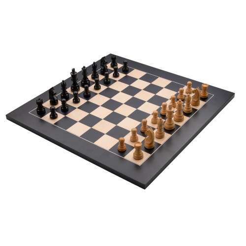 Jeu d'échecs de luxe marqueté en bois 40 cm
