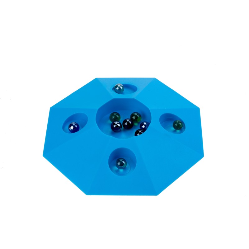 Knikkerpot Bleu jeu de billes avec 6 billes -22 cm