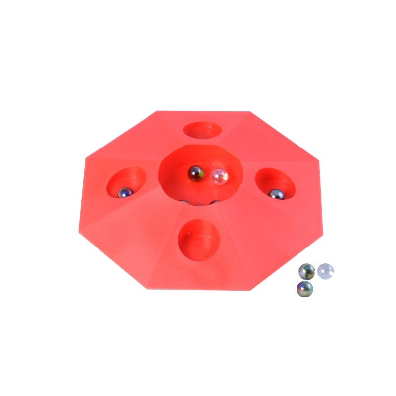 Knikkerpot Rouge jeu de billes avec 6 billes -22 cm