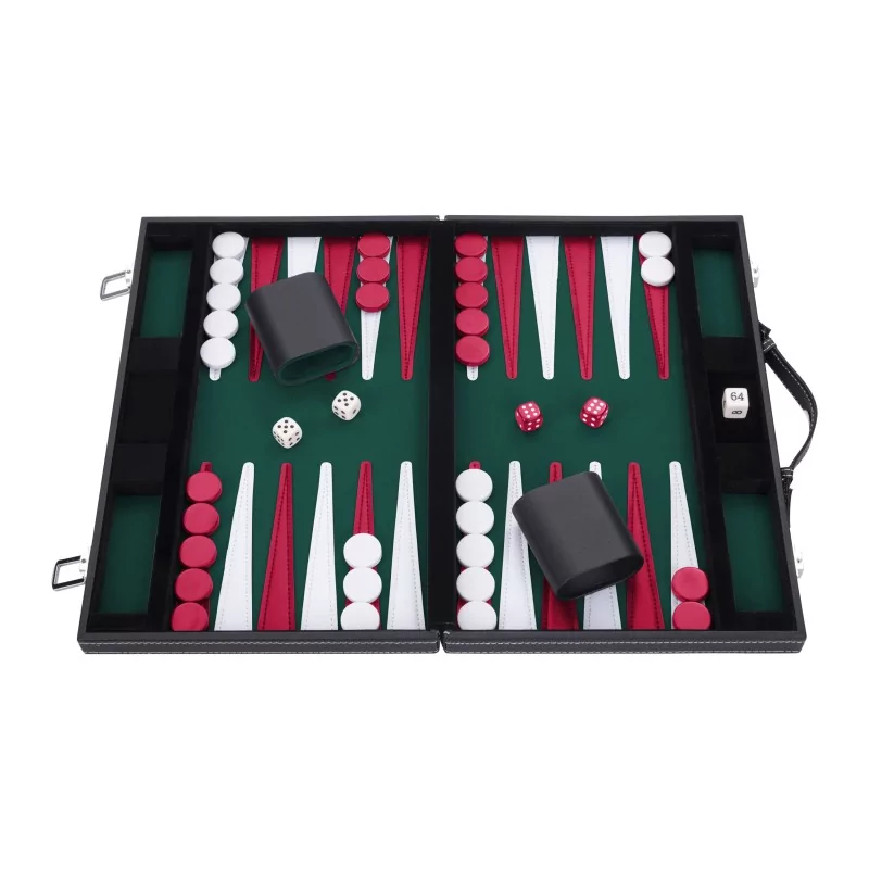 Backgammon 15 pouces - 38 cm vert Backgammon Engelhart Longeur:48 cm Largeur:38 cm Age minimum ( en années ):6 ans Matière:simil