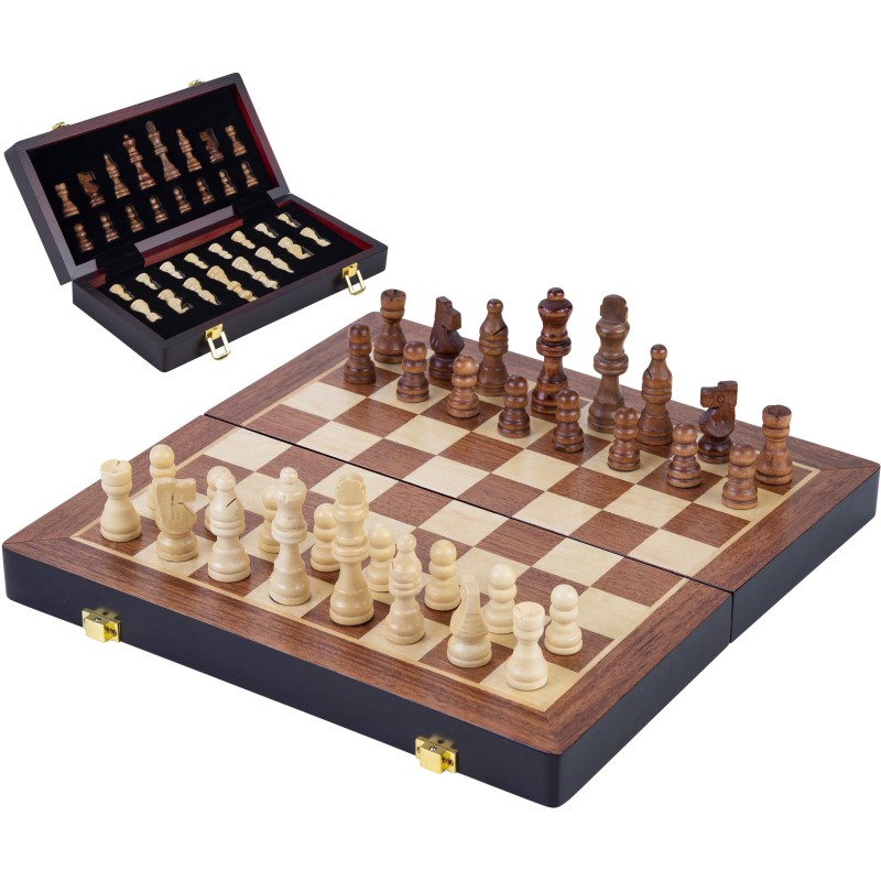 Magnifique coffret de jeux d'échecs de luxe en bois 30 cm