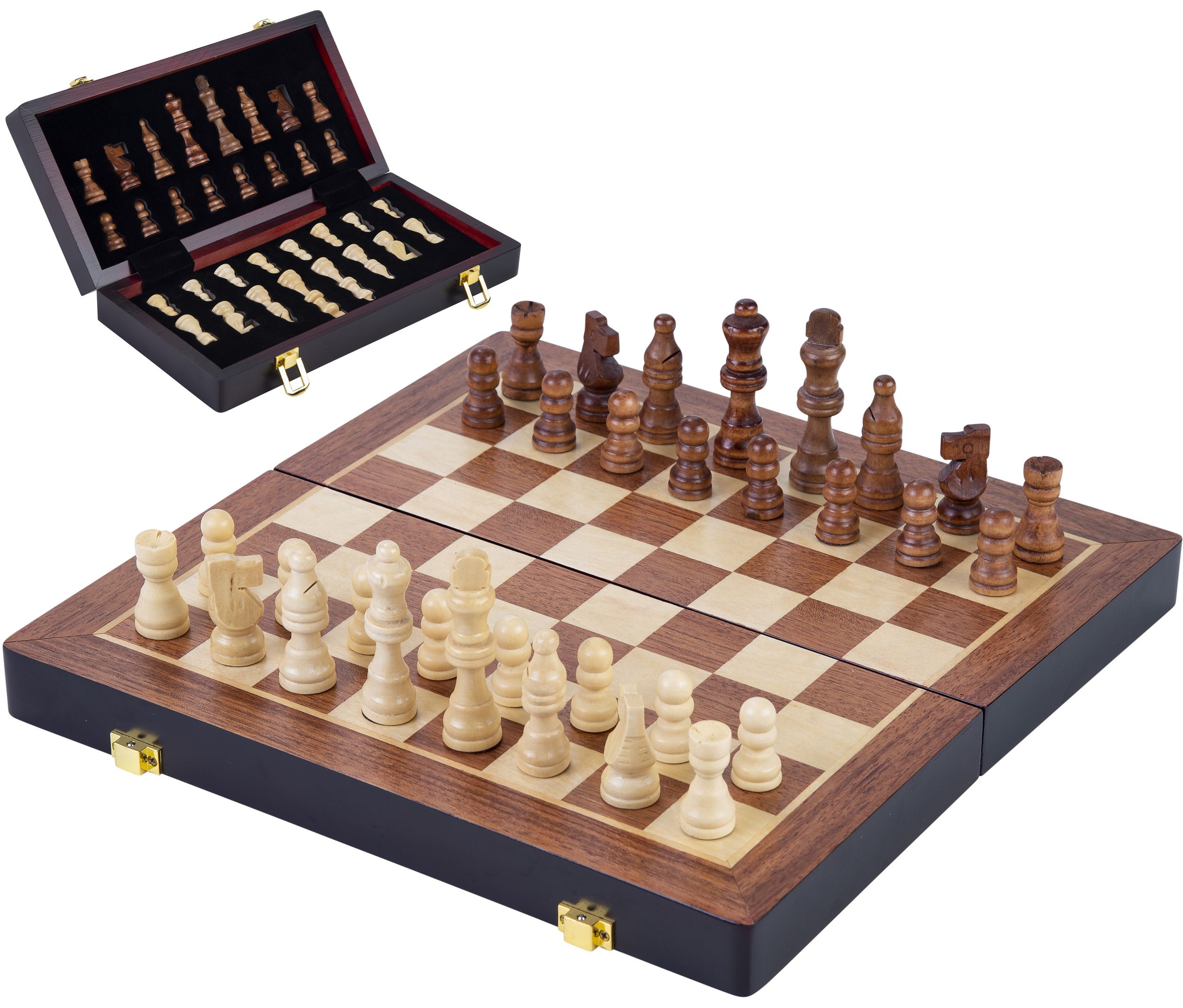 Master of Chess ACADEMIC Petit jeu d'échecs de voyage en bois fabriqué à la main pour enfants et adultes 30 cm 