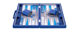 Backgammon 15"  bleu de qualité 38 cm, accessoires nacrés Backgammon Engelhart Largeur:38 cm Styles:De luxe Age minimum ( en ann