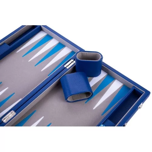 Backgammon 15" bleu de qualité 38 cm, accessoires nacrés Backgammon Engelhart Largeur:38 cm Styles:De luxe Age minimum ( en ann