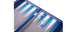 Backgammon 15"  bleu de qualité 38 cm, accessoires nacrés Backgammon Engelhart Largeur:38 cm Styles:De luxe Age minimum ( en ann