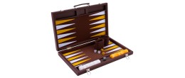 Backgammon 18" marron et jaune de qualité 45.5 cm, accessoires nacrés Backgammon Engelhart Largeur:45,5 cm Age minimum ( en anné