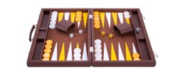 Backgammon 18" marron et jaune de qualité 45.5 cm, accessoires nacrés Backgammon Engelhart Largeur:45,5 cm Age minimum ( en anné