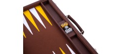 Backgammon 18" marron et jaune de qualité 45.5 cm, accessoires nacrés Backgammon Engelhart Largeur:45,5 cm Age minimum ( en anné