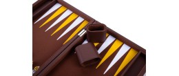 Backgammon 18" marron et jaune de qualité 45.5 cm, accessoires nacrés Backgammon Engelhart Largeur:45,5 cm Age minimum ( en anné