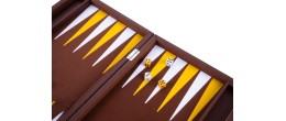 Backgammon 18" marron et jaune de qualité 45.5 cm, accessoires nacrés Backgammon Engelhart Largeur:45,5 cm Age minimum ( en anné