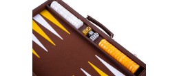 Backgammon 18" marron et jaune de qualité 45.5 cm, accessoires nacrés Backgammon Engelhart Largeur:45,5 cm Age minimum ( en anné