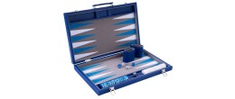 Backgammon 18" bleu et blanc de qualité 45,5 cm, accessoires nacrés Backgammon Engelhart Largeur:45,5 cm Styles:De luxe Nacré Ag