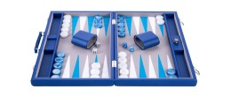 Backgammon 18" bleu et blanc de qualité 45,5 cm, accessoires nacrés Backgammon Engelhart Largeur:45,5 cm Styles:De luxe Nacré Ag