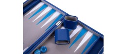 Backgammon 18" bleu et blanc de qualité 45,5 cm, accessoires nacrés Backgammon Engelhart Largeur:45,5 cm Styles:De luxe Nacré Ag