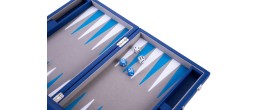 Backgammon 18" bleu et blanc de qualité 45,5 cm, accessoires nacrés Backgammon Engelhart Largeur:45,5 cm Styles:De luxe Nacré Ag