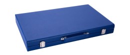 Backgammon 18" bleu et blanc de qualité 45,5 cm, accessoires nacrés Backgammon Engelhart Largeur:45,5 cm Styles:De luxe Nacré Ag