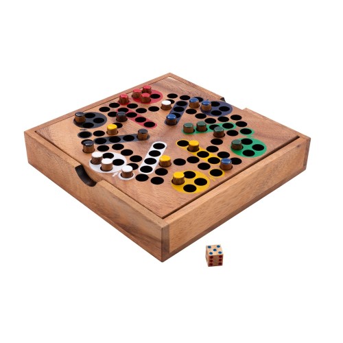 Jeu de Ludo en bois 6 joueurs Jeux de société en bois Engelhart Longeur:19,5 cm Largeur:19,5 cm Profondeur:3,5 cm Poids:700 g Ag