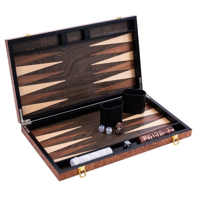 Backgammon de luxe 18" plaqué bois de rose Backgammon Engelhart Longeur:45,5 cm Largeur:26 cm Profondeur:5,6 cm Age minimum ( en