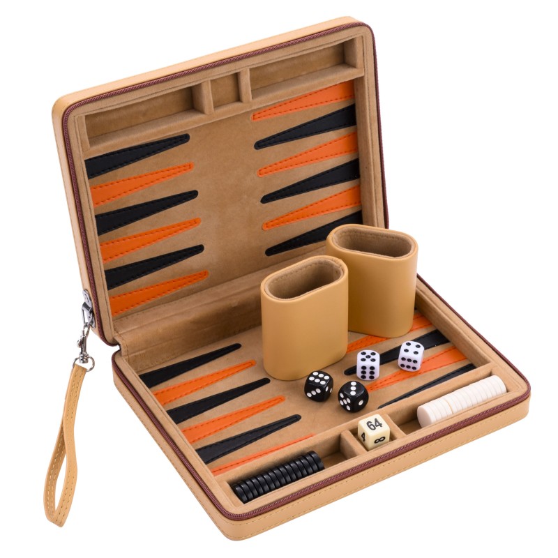 Backgammon de voyage 9 " beige orange et noir Backgammon Engelhart Age minimum ( en années ):6 ans Types:Stratégie Nombre de jou