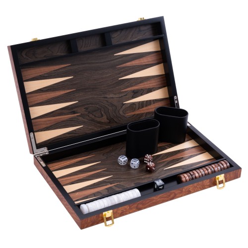 Backgammon de luxe 15" plaqué bois de rose Backgammon Engelhart Longeur:38 cm Largeur:24 cm Profondeur:5,6 cm Age minimum ( en a