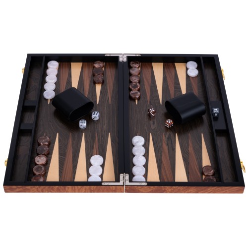 Backgammon de luxe 18" plaqué bois de rose Backgammon Engelhart Longeur:45,5 cm Largeur:26 cm Profondeur:5,6 cm Age minimum ( en