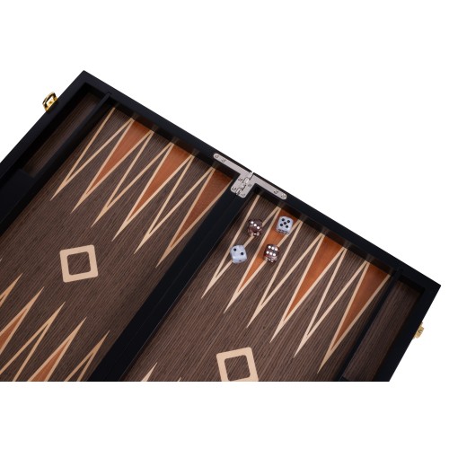 Backgammon de luxe 15" Plaqué en ronces de noyer Backgammon Engelhart Longeur:38 cm Largeur:24 cm Profondeur:5,6 cm Age minimum 