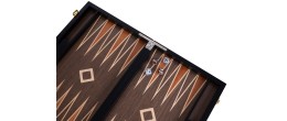 Backgammon de luxe 15" Plaqué en ronces de noyer Backgammon Engelhart Longeur:38 cm Largeur:24 cm Profondeur:5,6 cm Age minimum 