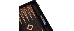 Backgammon de luxe 18" Plaqué en bois d'ébène brun Backgammon Engelhart Longeur:45,5 cm Largeur:26 cm Profondeur:5,6 cm Age mini