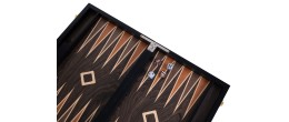 Backgammon de luxe 18" Plaqué en bois d'ébène brun Backgammon Engelhart Longeur:45,5 cm Largeur:26 cm Profondeur:5,6 cm Age mini