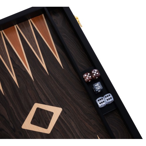 Backgammon de luxe 15" Plaqué en bois d'ébène brun Backgammon Engelhart Longeur:38 cm Largeur:24 cm Profondeur:5,6 cm Age minimu