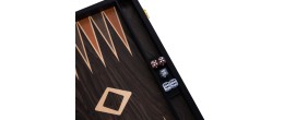 Backgammon de luxe 15" Plaqué en bois d'ébène brun Backgammon Engelhart Longeur:38 cm Largeur:24 cm Profondeur:5,6 cm Age minimu