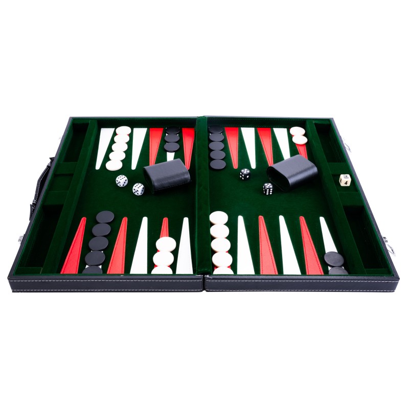 Backgammon surpiqué 18 Pouces - Vert Rouge Blanc Backgammon Engelhart Longeur:57 cm Largeur:46 cm Profondeur:3 cm Age minimum ( 