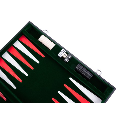 Backgammon surpiqué 18 Pouces - Vert Rouge Blanc Backgammon Engelhart Longeur:57 cm Largeur:46 cm Profondeur:3 cm Age minimum ( 