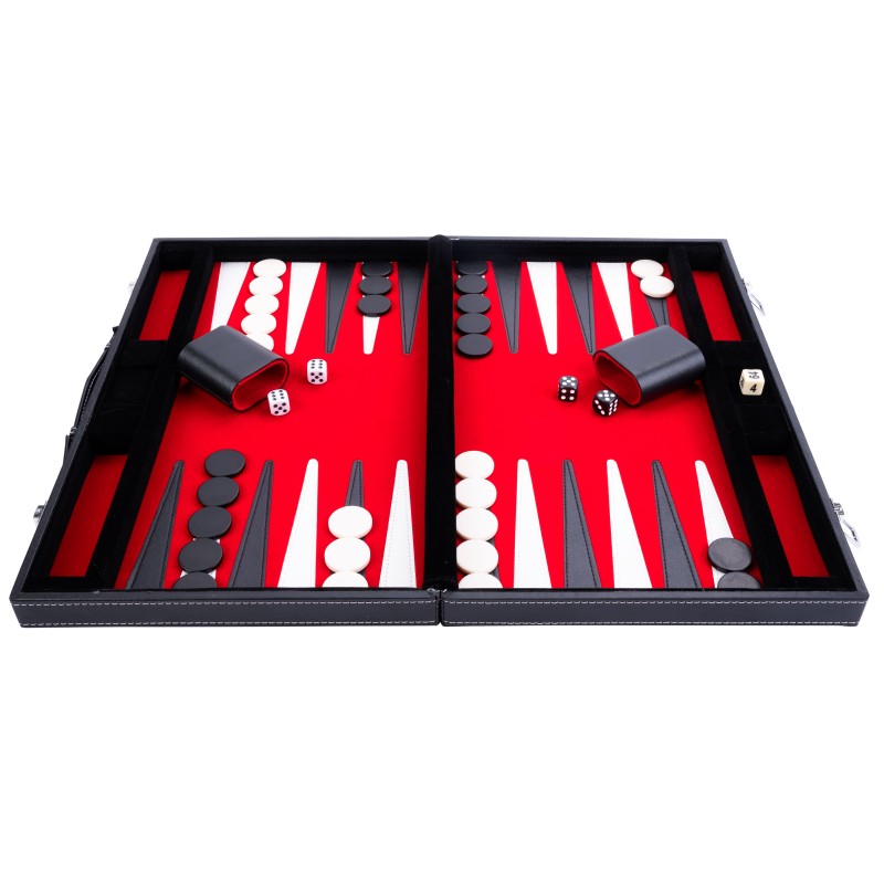 Backgammon surpiqué 18 Pouces - Rouge Noir Blanc Backgammon Engelhart Longeur:57 cm Largeur:46 cm Profondeur:3 cm Age minimum ( 