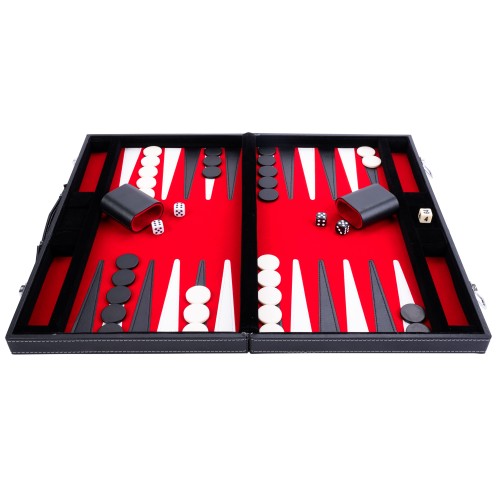 Backgammon surpiqué 18 Pouces - Rouge Noir Blanc Backgammon Engelhart Longeur:57 cm Largeur:46 cm Profondeur:3 cm Age minimum ( 