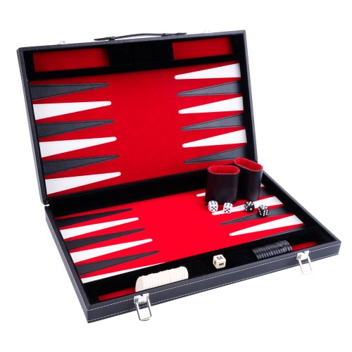 Backgammon surpiqué 18 Pouces - Rouge Noir Blanc Backgammon Engelhart Longeur:57 cm Largeur:46 cm Profondeur:3 cm Age minimum ( 